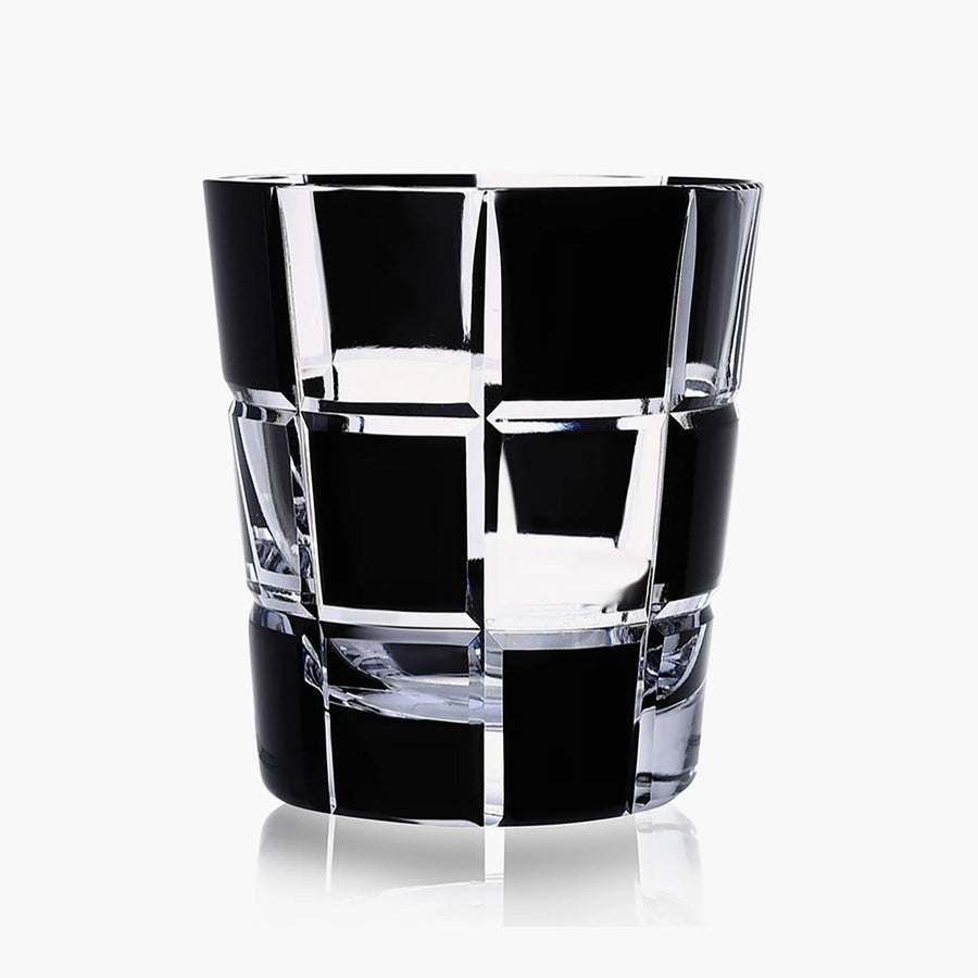 Edo Kiriko Cut Whisky Glass: Ichimatsu Black Check Cup
