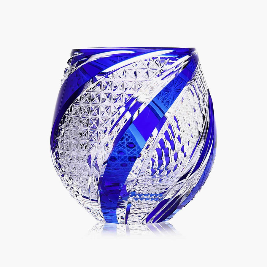 Edo Kiriko Cut Glass: Sairasen Ruri Blue Cup