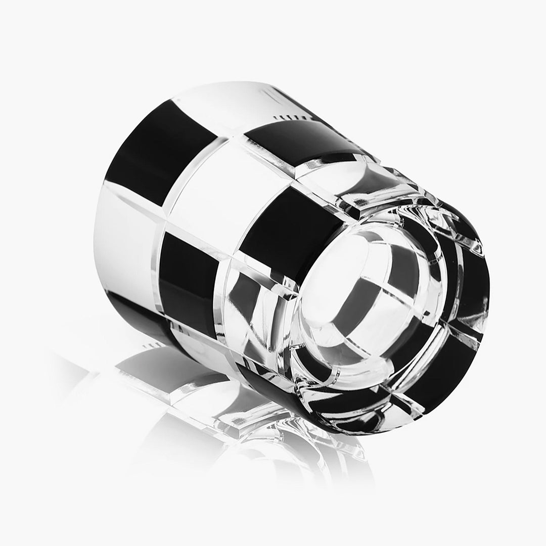 Edo Kiriko Cut Glass: Ichimatsu Black Check Cup